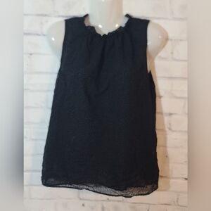 LOFT Velvet Polka Dot Sleeveless Tie Blouse Small